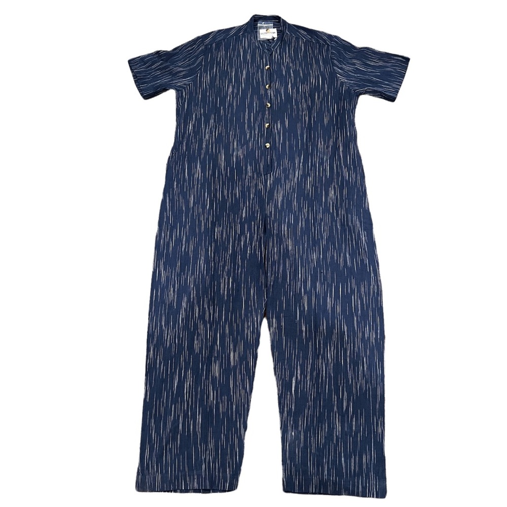 DUSHYANT The Paro Jumpsuit Blue Print Hand Woven Hand Print Size Large NWT